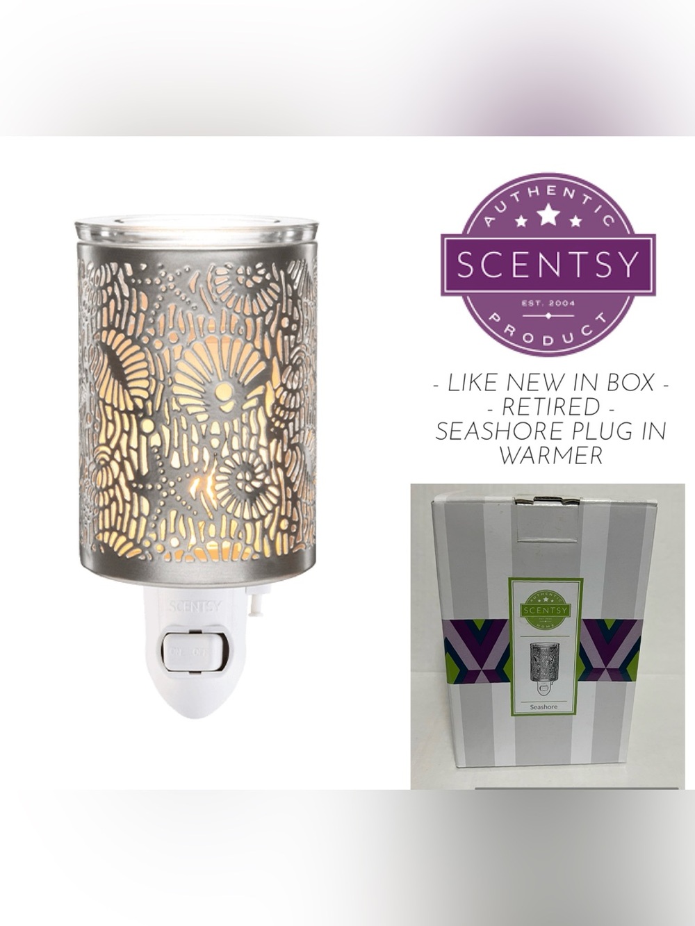 SCENTSY - LIKE NEW / GENTLY PRELOVED - SEASHORE / BEACH SEASHELL PLUG IN WARMER